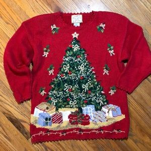 Vtg 90’s Xmas ugly sweater Christmas tree presents